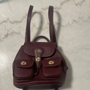 Coach Hadley Dark Red Leather Backpack